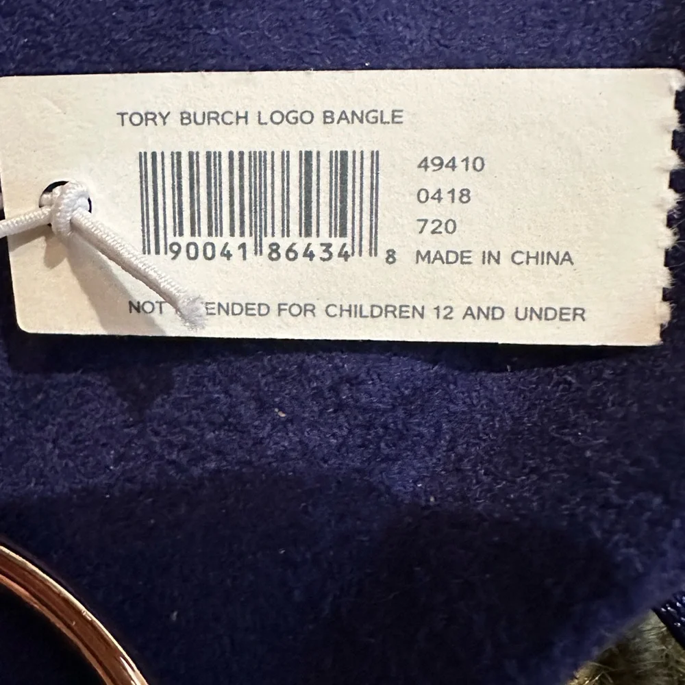 Tory‎ Burch Rose Gold Logo Bangle Bracelet NWT